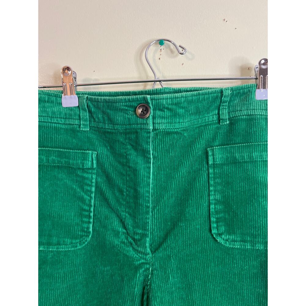 Boden Green Corduroy Wide Leg Trousers Patch Front Pockets Women’s Size 12 - Picture 8 of 14